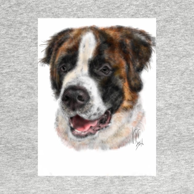 Smiling Happy St Bernard Dog by LITDigitalArt